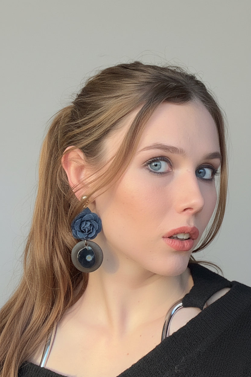 Oorbellen Jeans en zwart