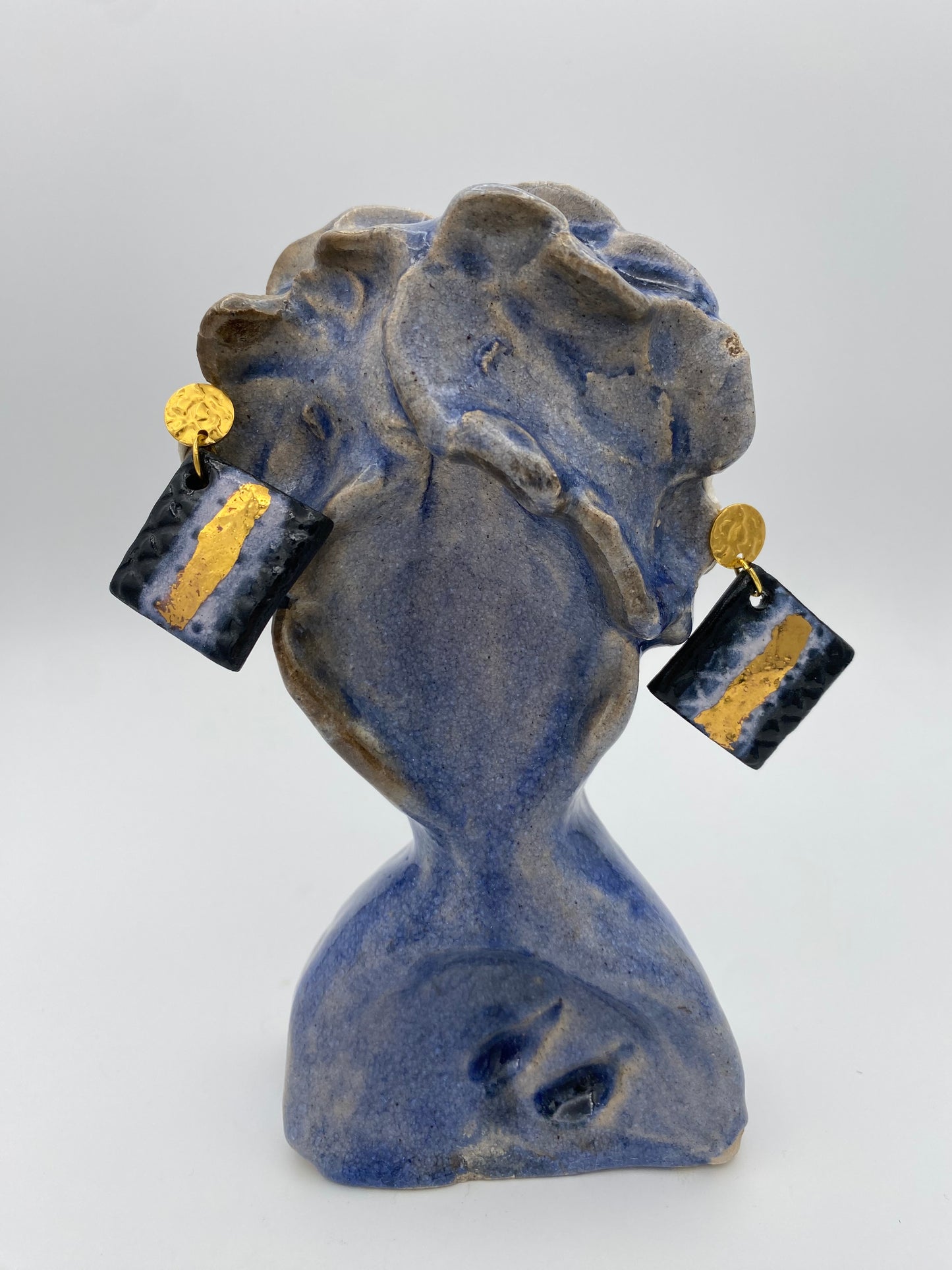 Gold square oorringen