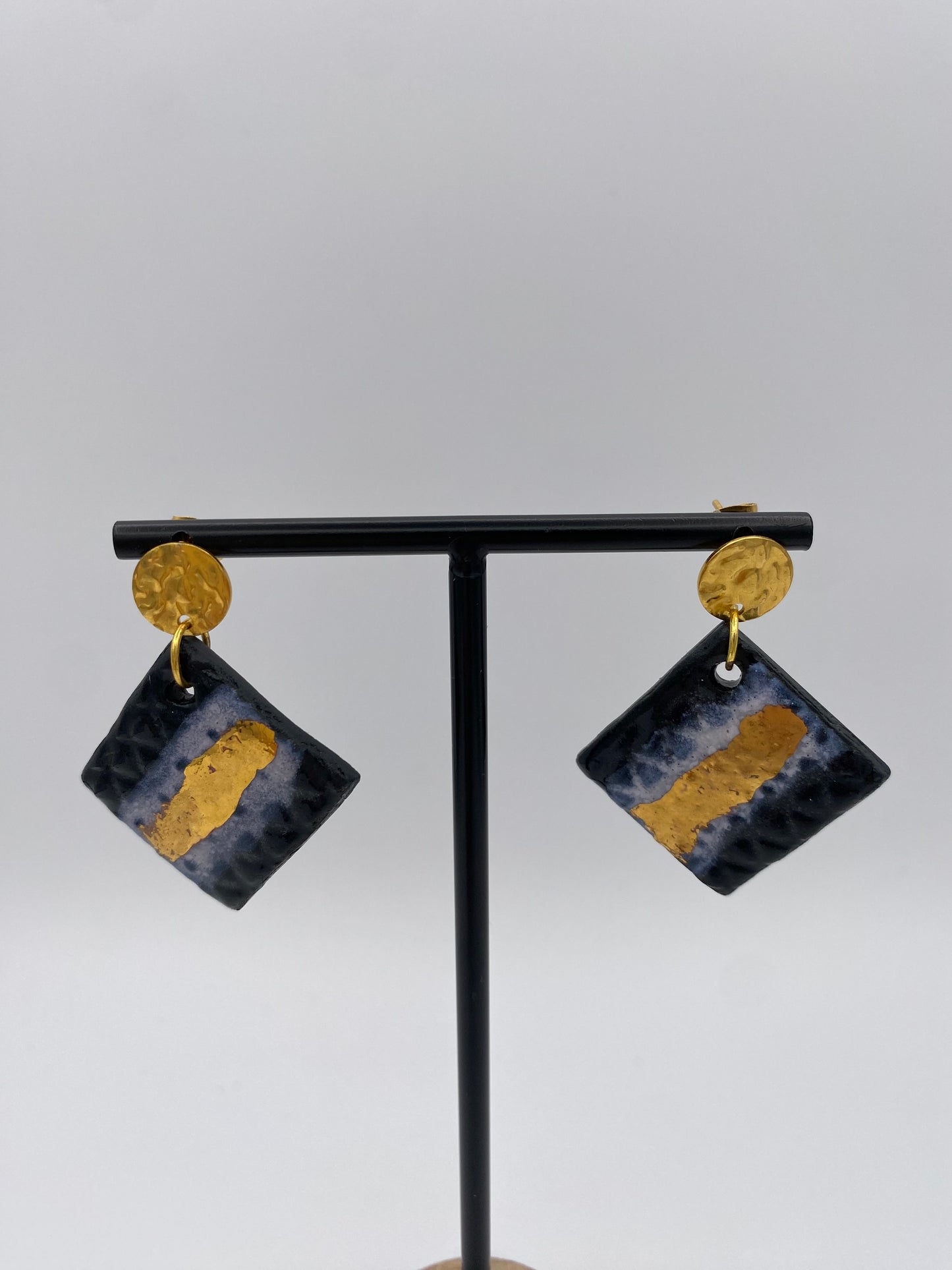 Gold square oorringen