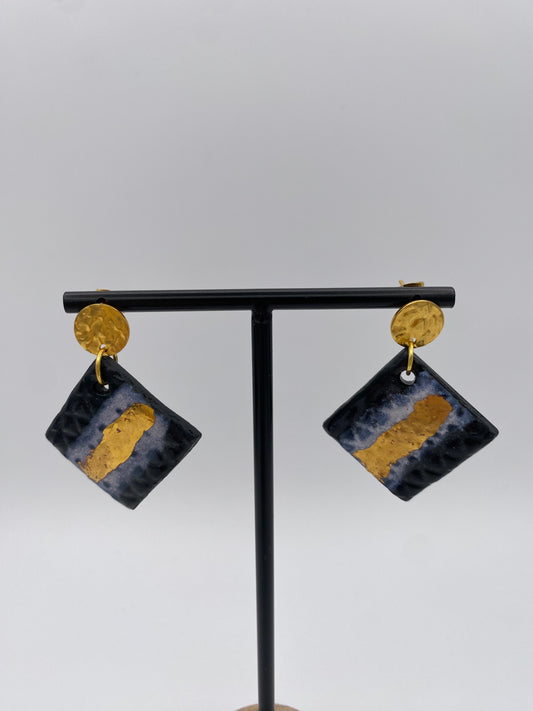 Gold square oorringen